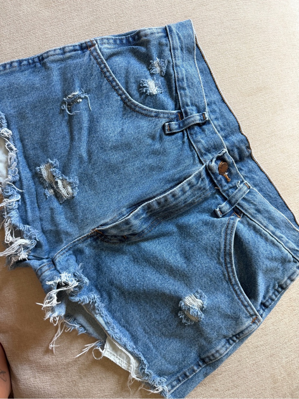 Rustler Distressed Blue Denim Cutoff Shorts